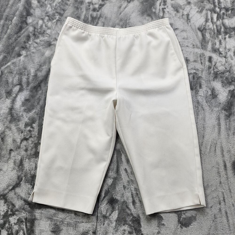 Vintage Alfred Dunner Pants Womens 10P PETITE White Pull On Capri Stretch Casual